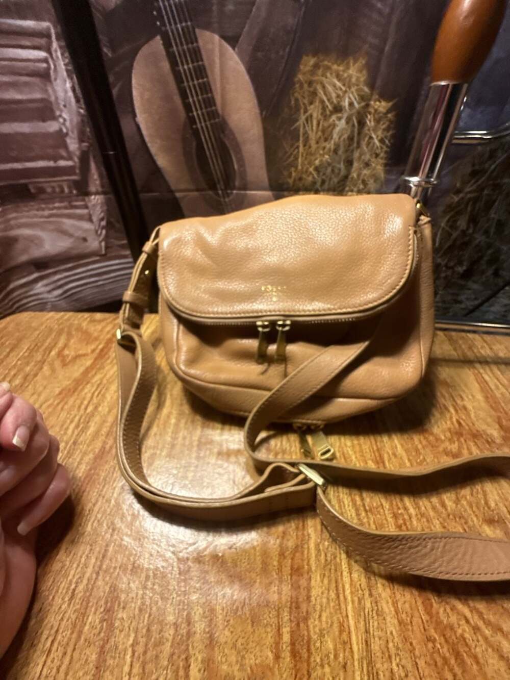 Fossil Talia Leather Crossbody Bag Tan Camel